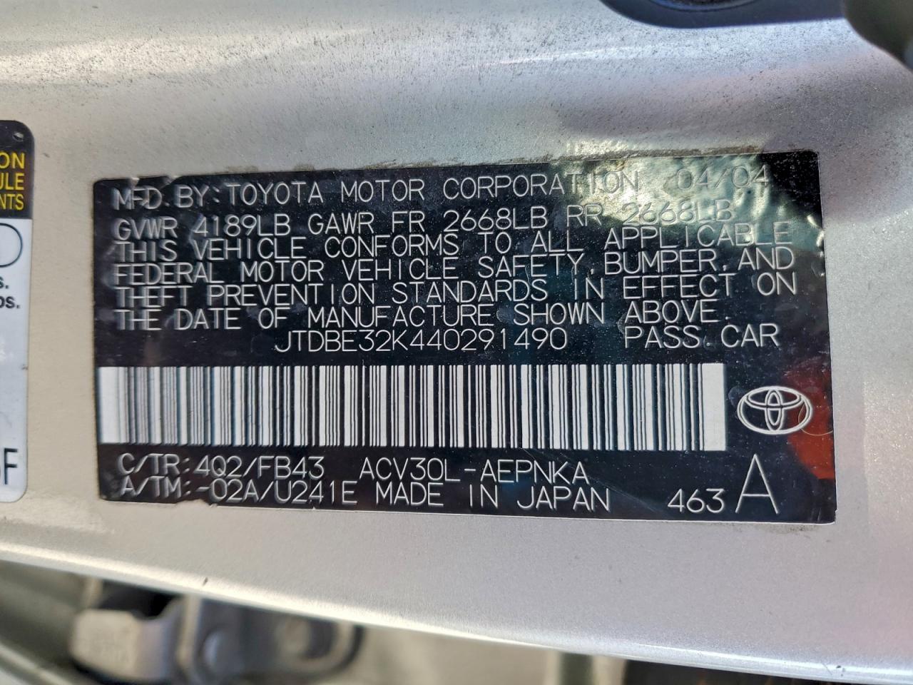 Toyota Camry Le Image 8